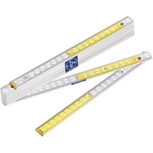LUX Holzgliedermaßstab Comfort 2 m, gelb-weiß lackiert, aus Buchenholz für präzises Messen.