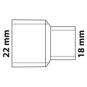 Kirchhoff Reduzier-Doppelmuffe, blank, 22 mm x 18 mm, für Lötfittings.