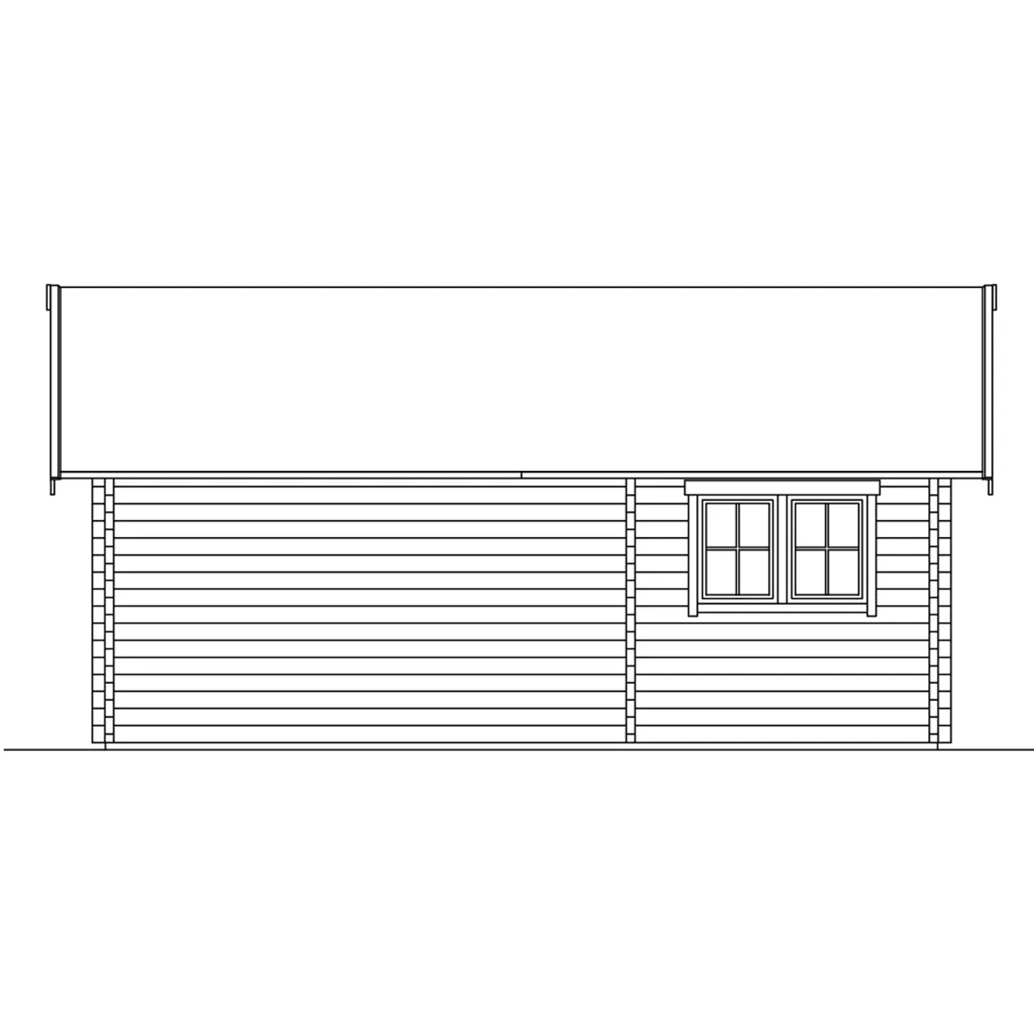 Skizze Skan Holz Gartenhaus Toronto 4, 420x660cm, Seitenansicht mit Fenster.