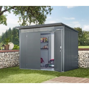 Biohort Metall-Gerätehaus AvantGarde Gr. A8 dunkelgrau-metallic Doppeltür