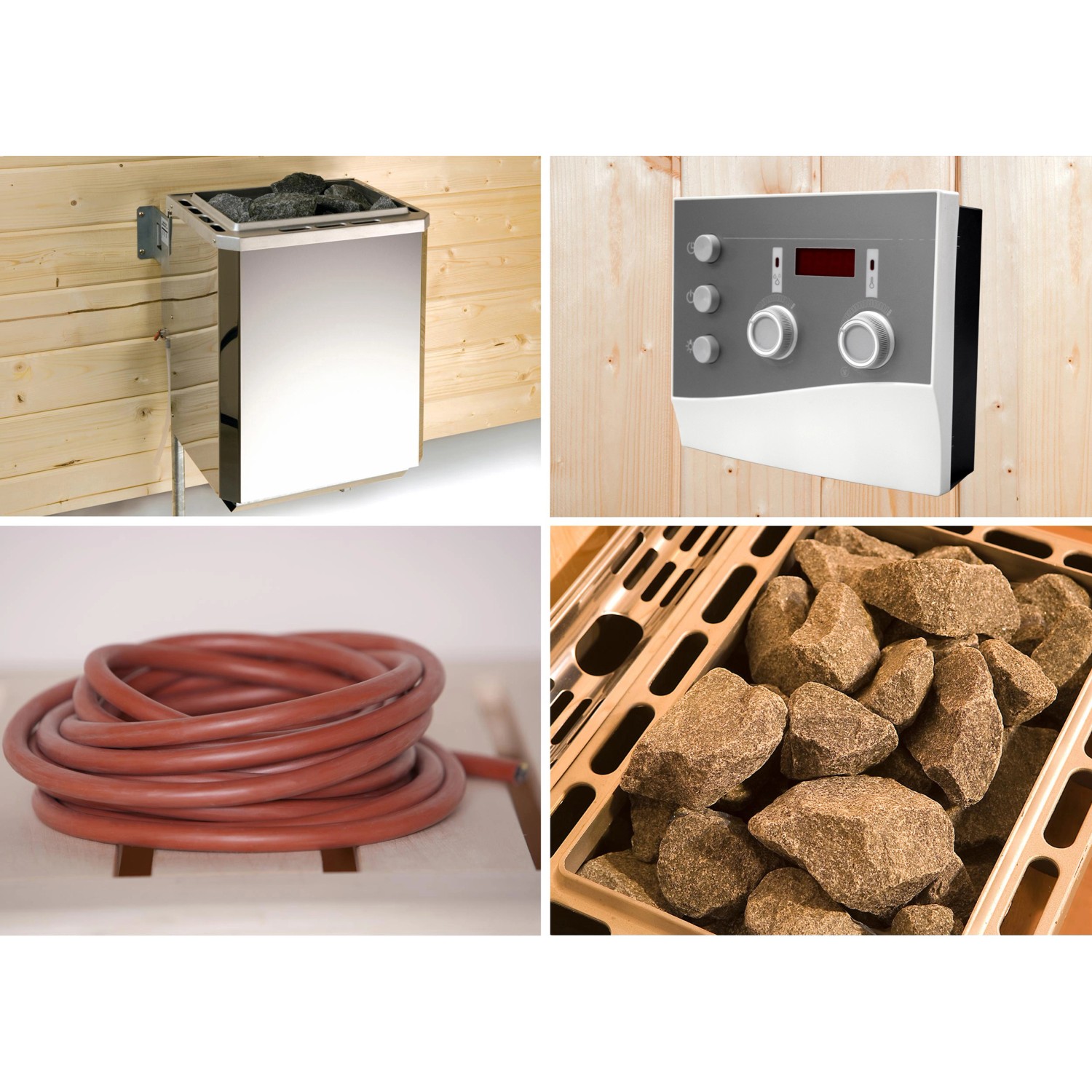 Weka Saunaofen-Set 9,0 kW OS Natur: Ofen, Steuerung, Kabel und Saunasteine für Ihr Saunahaus.