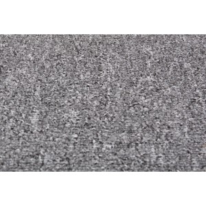 Grauer Teppichboden Hamburg als Meterware, 400 cm breit, Schlingenstruktur.