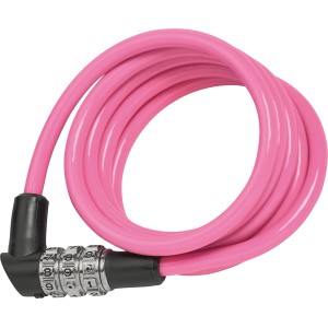 Abus Spiralkabelschloss CC Lock 1102, pinkes Fahrradschloss mit Zahlencode.