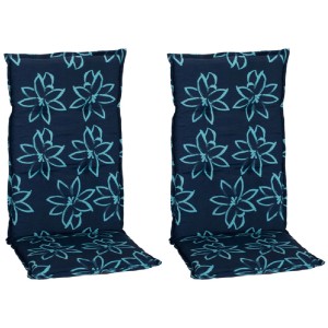Beo Sitzauflage Hochlehner Bunde 2er-Set Hellblau-Dunkelblaue Blumen