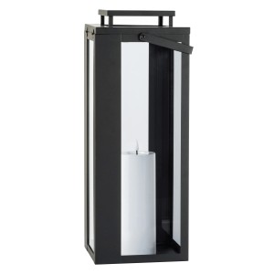 Schwarze FlowerPower LED Laterne Lucido Outdoor, 48,5 cm hoch, mit LED-Kerze.