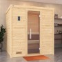 Weka Massivholzsauna Bergen mit Glastür, Fichtenholz, 5,4 kW Ofen im Sparset. Kompakte Sauna für Zuhause.