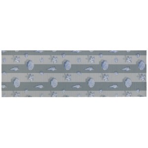 Mehrfarbige Wenko Badematte Mare 65x200 cm mit Muschel- und Seesternmuster.