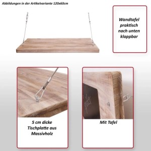 MCW Wandtisch H48 100x50cm, Holz-Klapptisch mit Tafel