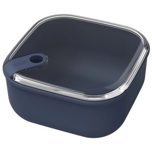 Rotho Frischhaltedose Ela, 2 l, dunkelblau, quadratische Vorratsdose mit transparentem Deckel.