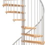 Weiße Minka Spindeltreppe Spiral Smart aus Buche, Durchmesser 120 cm, für Geschosshöhen bis 305,5 cm.