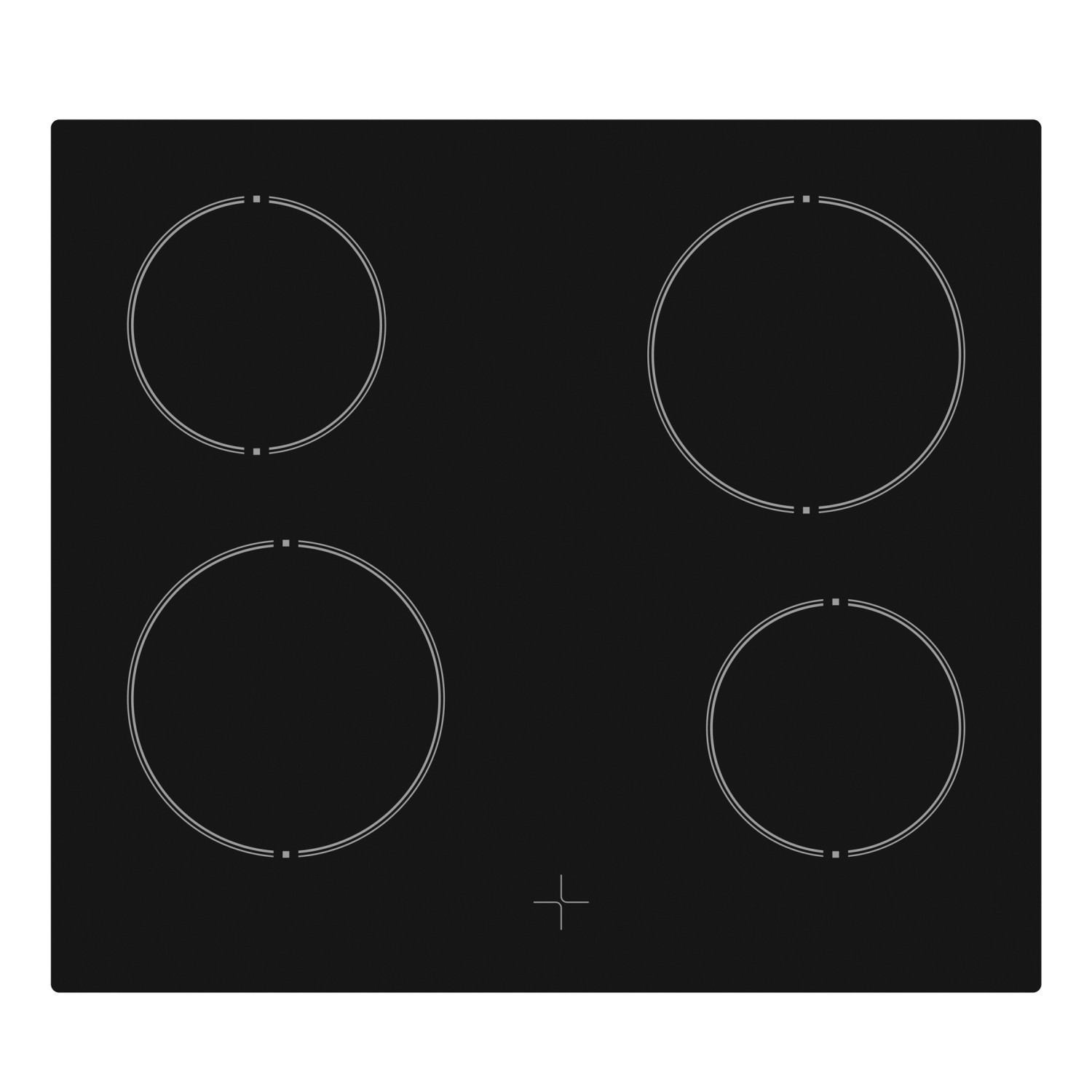 Schwarzes Glaskeramikkochfeld mit 4 Kochzonen für Flex-Well Küchenzeile.