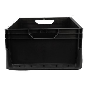 Schwarze Eurobox-System Aufbewahrungsbox mit Vollwand, 22x40x60 cm, für modulare Ordnung.