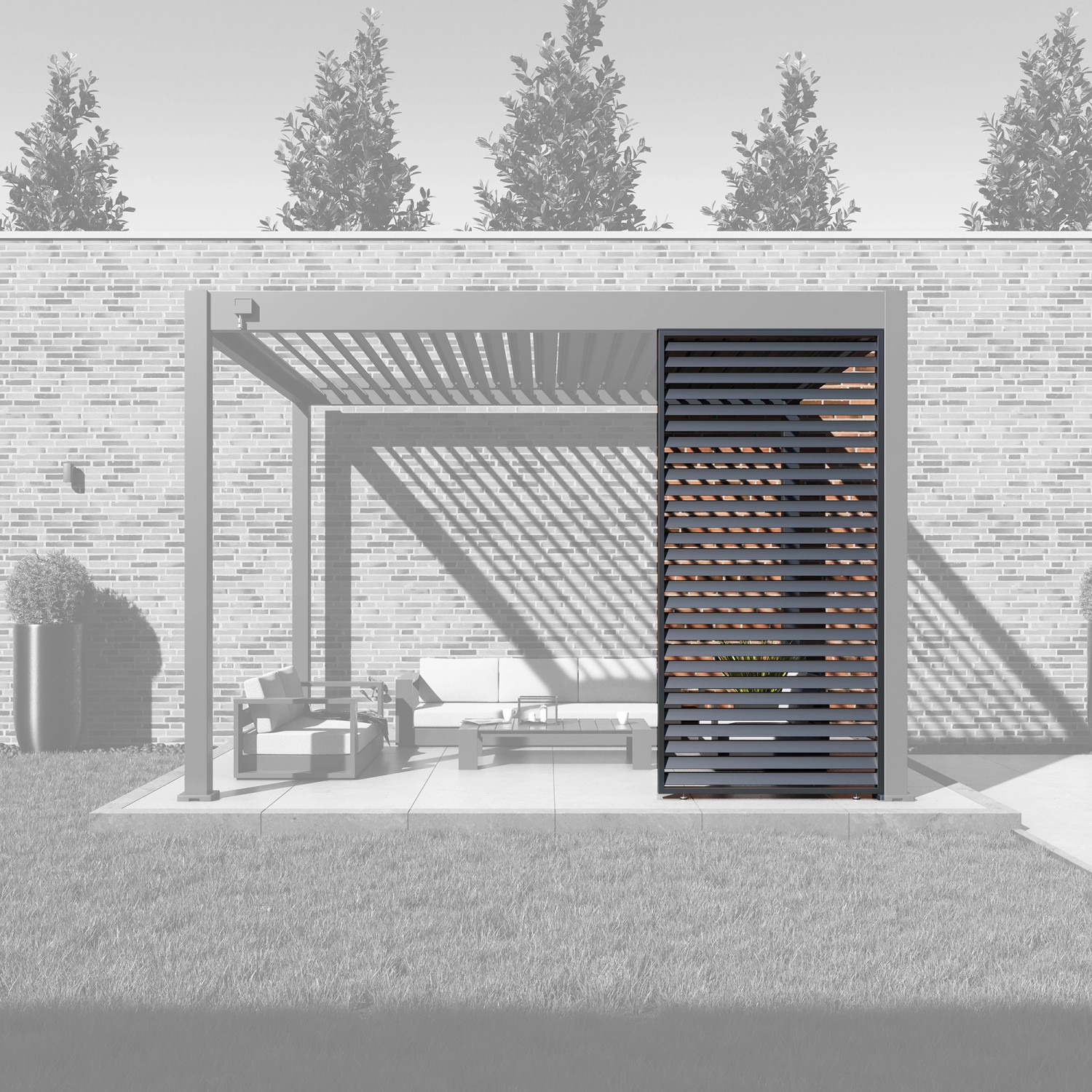Paragon Outdoor Lamellen-Sichtschutz für Pergola Grand Tuscan 12 Grau 114x234 cm_7