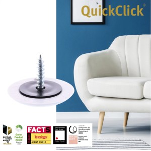 Wagner QuickClick Gleitaufsatz, 12-teilig, Ø 25mm, schwarz-grau. Möbelgleiter für raue Böden.