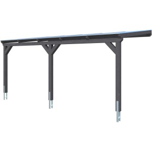 Skan Holz Carport Vogtland, schiefergrau, mit Doppelstegplatten und drei stabilen Pfosten.