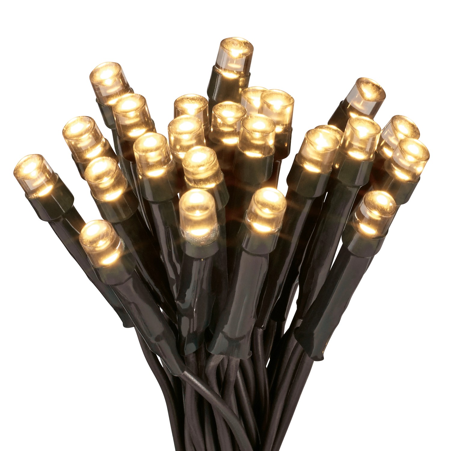 LED-Lichterkette mit 400 warmweißen LEDs und schwarzem Kabel, ideal für Außen- und Innenbereich.
