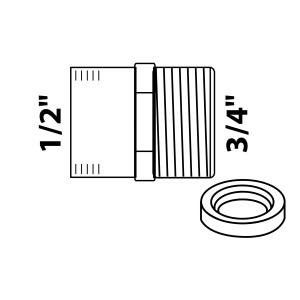 Kirchhoff Reduzierstück, 26,4 mm x 18,7 mm, Chrom, Gewindefitting für Sanitär- und Heizungsinstallationen.