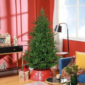 HOMCOM Künstlicher Weihnachtsbaum, 180 cm hoch, mit 2380 realistischen grünen Spitzen, festlich im Wohnzimmer stehend.