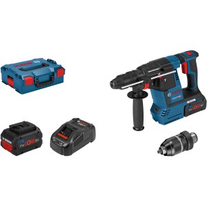 Bosch Professional Akku-Bohrhammer GBH 18V-26 F Set mit Akkus, Ladegerät und L-Boxx.