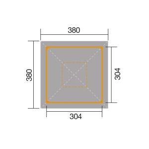 Grundriss Weka Holz-Pavillon Paradies, 304x304 cm, Größe 3. Maße und Details zur Gartenlaube.