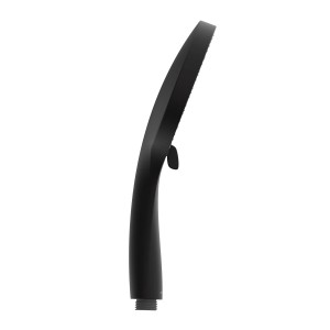 Schwarze, matte Schütte Handbrause Raven aus dem Brauseset, Seitenansicht.