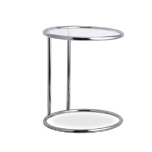 Relaxdays Beistelltisch Rund Glas Edelstahl 53 cm x 44,5 cm 3,1 kg