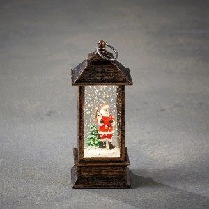 Antike Luca Lighting Laterne mit Winterszene und warmweißem Licht, Weihnachtsdekoration.
