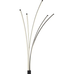 Moderne, schwarze LED-Stehlampe Bizzy mit fünf Leuchtelementen. Design-Stehleuchte, dimmbar und per App steuerbar.