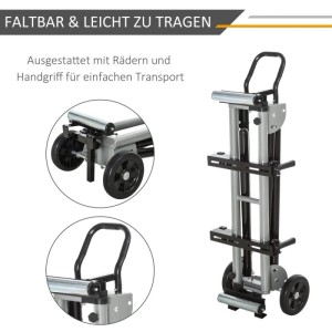 DURHAND Arbeitstisch für Kapp- und Gehrungssägen Schwarz Silber 123,5-245cm