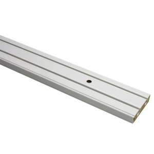 Weiße, 2-läufige Gardinia Vorhangschiene GE2, 150 cm lang, mit vorgebohrten Löchern.
