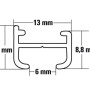 Detailzeichnung Gardinia Aluminiumschiene, Maße: 13x10 mm, für Gardinensysteme.