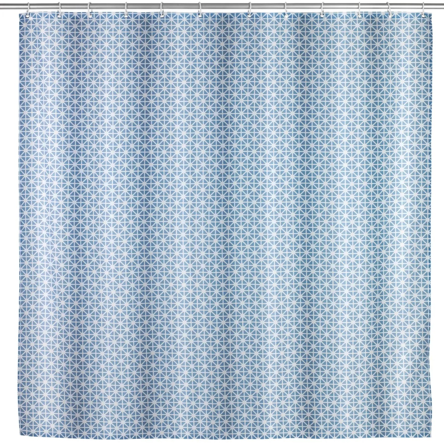Krabben-Duschvorhang Marine-Design – 100% Polyester, 152x184 Cm, Inkl. 12 Haken (blau-weiß)