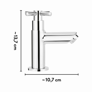 Chromfarbene baliv Kaltwasserarmatur KV-5130 mit Kreuzgriff für Waschbecken.