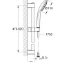 Technische Zeichnung: Grohe QuickFix Brausestangen-Set Vitalio Joy 110 Duo, Chrom, 2 Strahlarten, Maße.