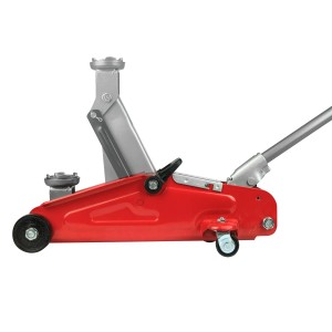 Apa Rangierwagenheber, 2.000 kg, rot/silber, mit Rollen und Tragegriff.