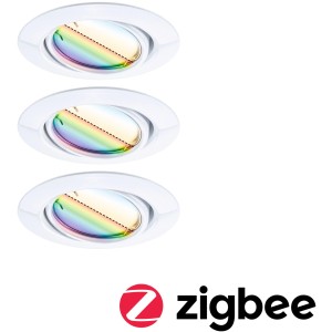 Paulmann Urail LED Einbaustrahler Set, 3 runde Smart Home Spots mit RGBW und Zigbee Steuerung.