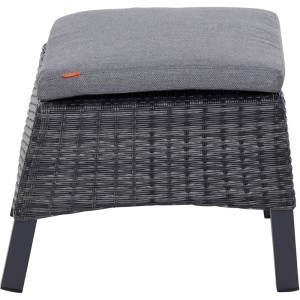 Siena Garden Hocker Taranto, anthrazit mit Kissen. Fußhocker für Gartenmöbel, wetterfestes Geflecht.