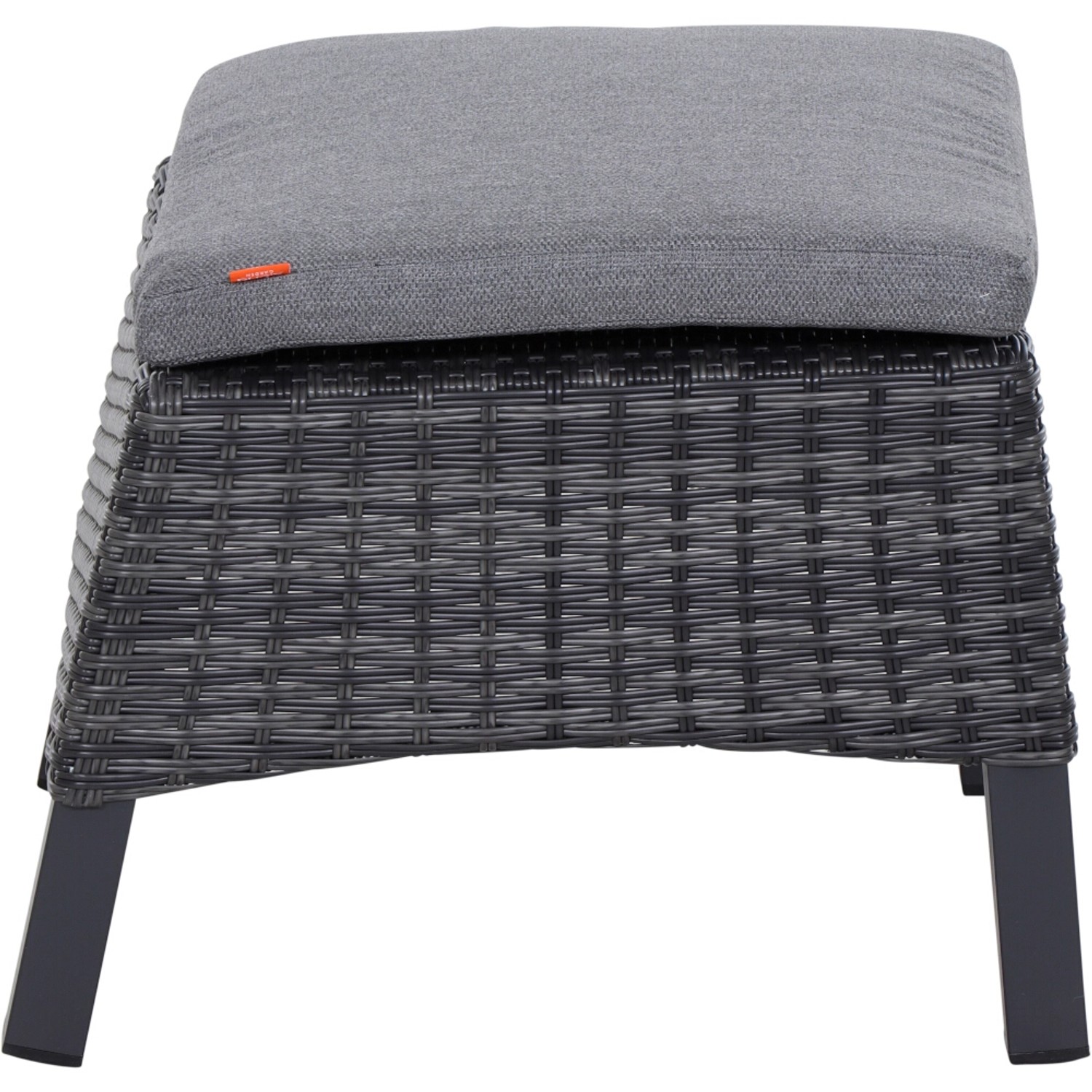 Siena Garden Hocker Taranto, anthrazit mit Kissen. Fußhocker für Gartenmöbel, wetterfestes Geflecht.