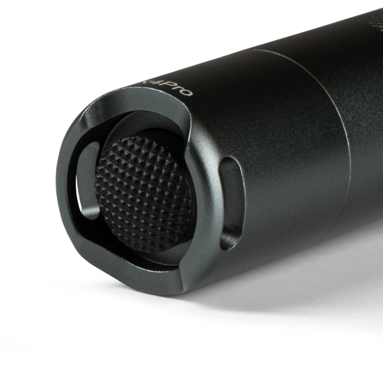 Detailaufnahme: LED's Work Taschenlampe, dimmbar, mit Zoomfunktion und Anti-Roll-Design.