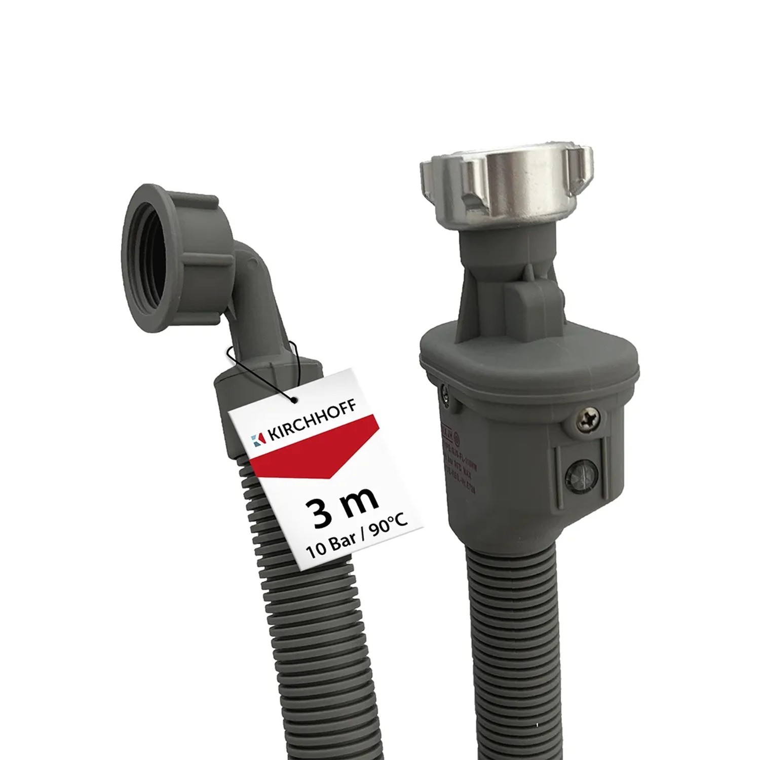 Kirchhoff Sicherheits-Zulaufschlauch, 3 m, für Waschmaschine & Spülmaschine.