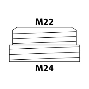 Kirchhoff Reduzierstück M24 AG x M22 AG Chrom, Gewindefitting Schema