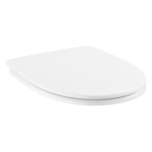 Weißer Grohe WC-Sitz Bau Keramik mit Deckel. Schlankes Design, SoftClose- und Quick Release-Funktion.