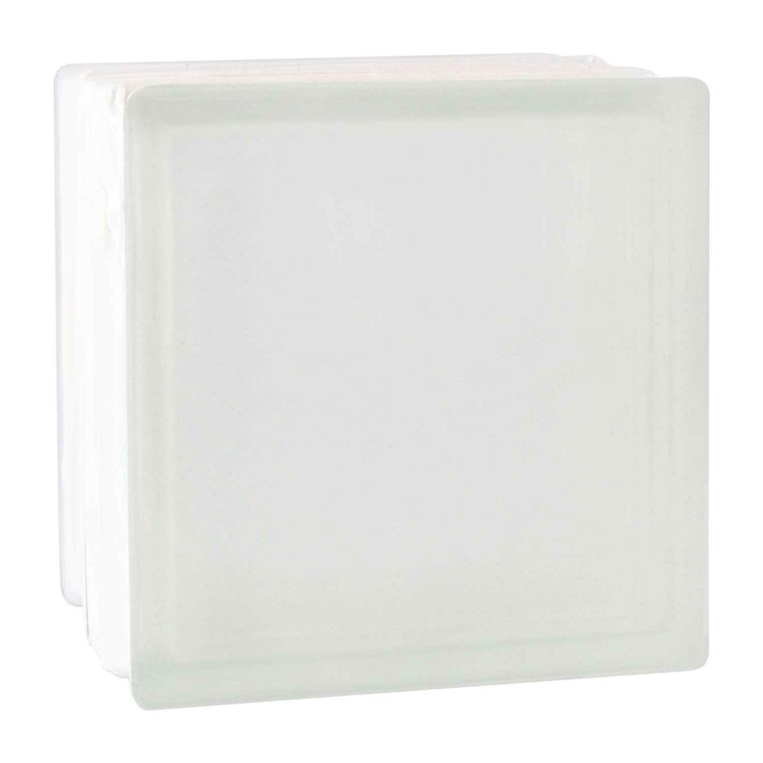 Thermo Glasbaustein, Vollsicht, 2-seitig satiniert, 19x19x13,5 cm.