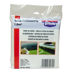 Presto Glasfasermatte 1 m² im transparenten Beutel, geeignet für Lack- und Karosseriereparaturen.