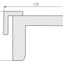 Abus Mini 2603 Türschließer in Schwarz, schematische Darstellung mit Maßangaben (65x125mm).
