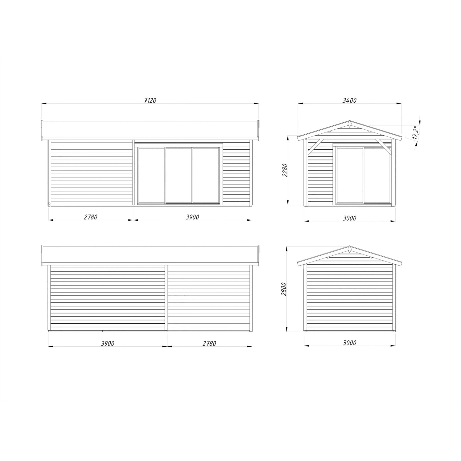 Palmako Gartenhaus Amanda Slide 668 x 300 cm Grau-Anthrazit FSC® kaufen ...