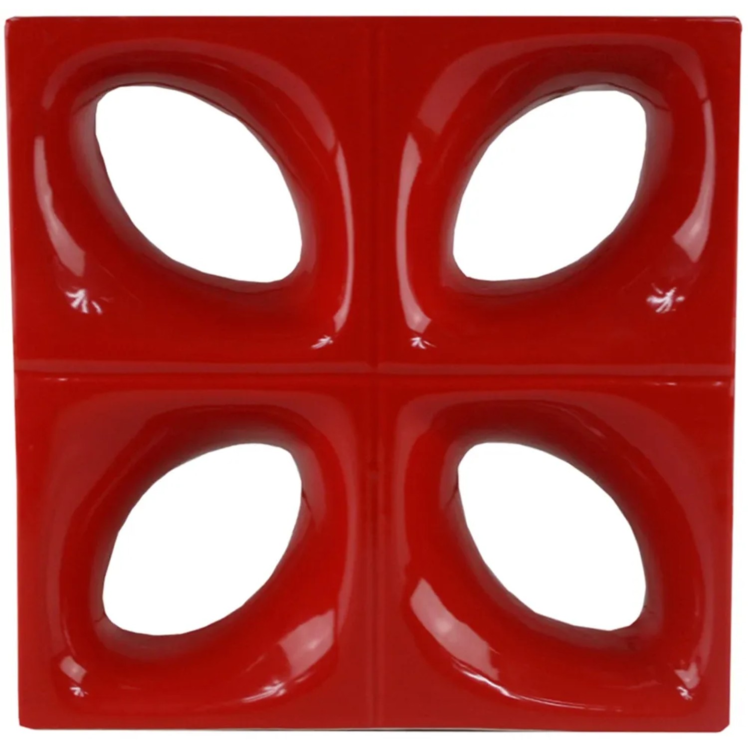 Roter Keramikstein Style'n Art Deko Daisy, Glasbaustein mit vier Aussparungen.