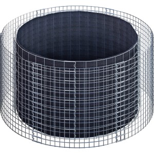 Rundes Gabiona Gabionen-Hochbeet, 80 cm hoch, Ø 172 cm, Maschenweite 5x10 cm. Drahtkorb mit Vlies.