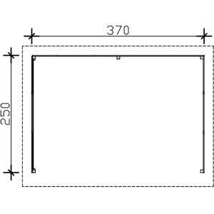 Technische Zeichnung des Skan Holz Unterstand Vimmerby, 370x250 cm, Carport.