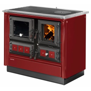 Roter Justus Küchenofen Rustico 90 mit Kochplatte und Backofen, Stahl, 7 kW.